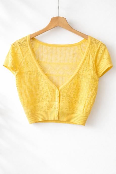 Mango žlté čipkované bolero, krátky kardigán, mango,s