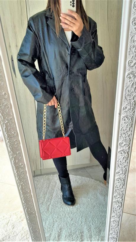 Čierny kožený kabát michel fashion-48, 48