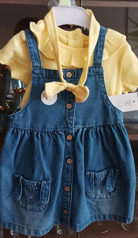 Súprava riflova sukna, tricko a čelenka, f&f,86