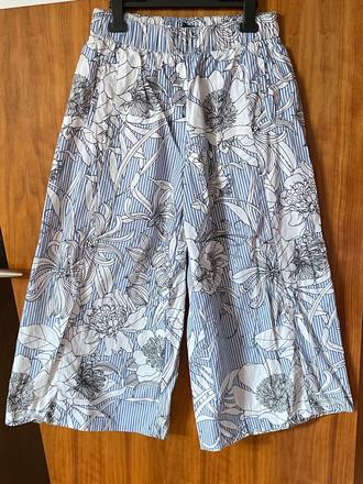 Modrobiele pásikavé letné široké bavlnené kulóty m, zara,38