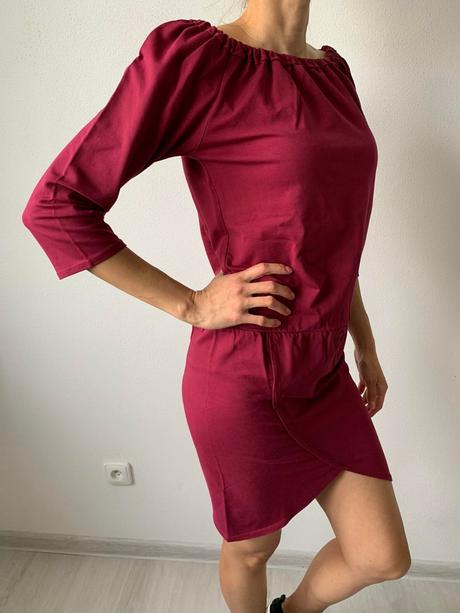 Bordové bavlnené šaty, s