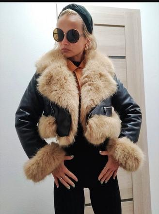 Koženková bunda s kožušinou, s / xs