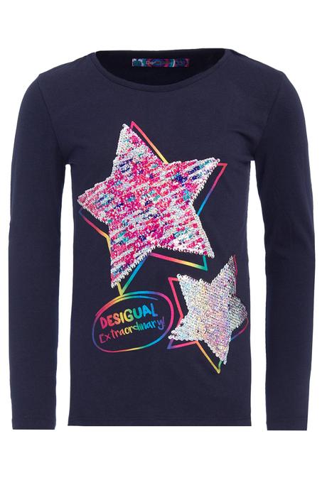 Nádherné tričko s premienacími flitrami 1xoblečené, desigual,164