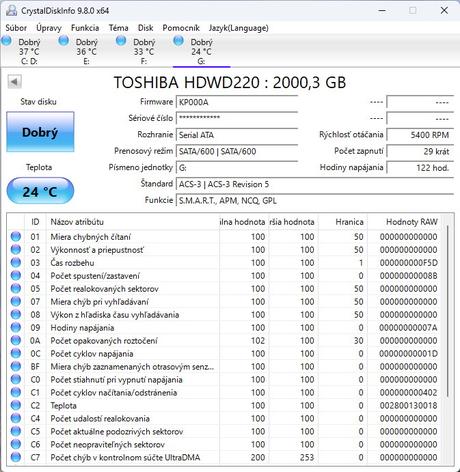 Pevný disk hdd 3,5" toshiba p300 2tb 5400rpm, 