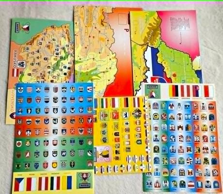 Mapy slovenska a europy + nalepky, 6 ks,