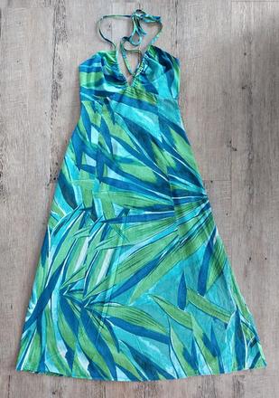 Modrozelené dlhé letné šaty, h&m,s