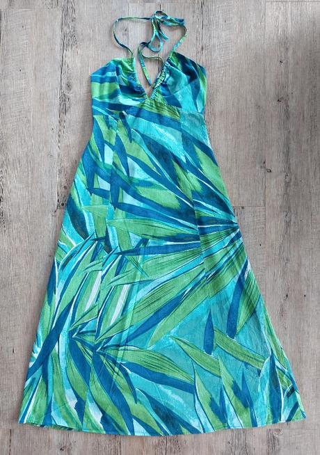 Modrozelené dlhé letné šaty, h&m,s