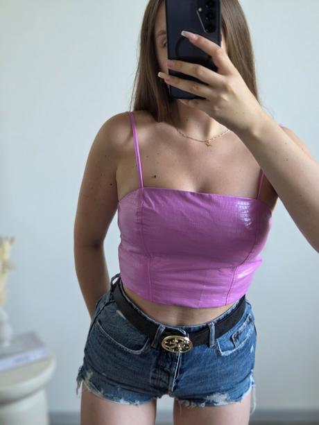 Bershka ružový top m, bershka,m