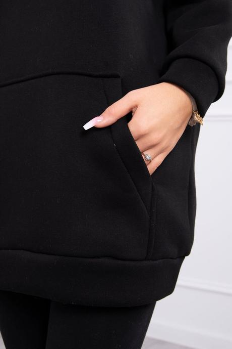 Mikina s kapucňou a nášivkami čierna,