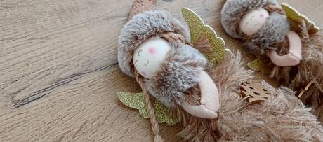 Vianočný bábika - stojacia - hnedo zlatá,