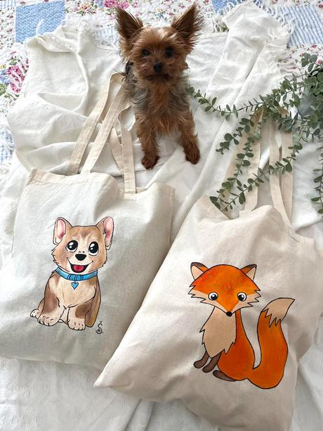 Plátené, ručne maľované tašky, 