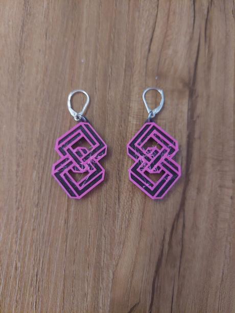 Náušnice ružovo čierne,