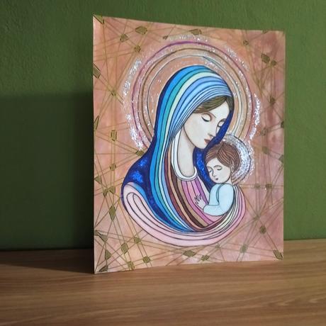 Obraz panny márie a malého ježiška.,