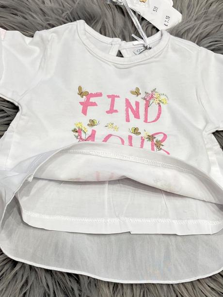 Dievčenské biele tričko s tylom overkids (80-86), 80 / 86