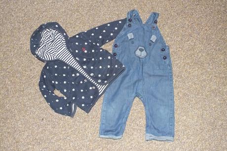 Vyteplena bundicka + riflicky, top stav, debenhams,80