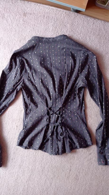 Sivá košeľa s bodkami orsay so zaväzov, top, v. 40, orsay,40