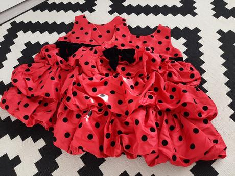Rozprávkové vianočné bodkované puff šatičky 6-8r., h&m,128
