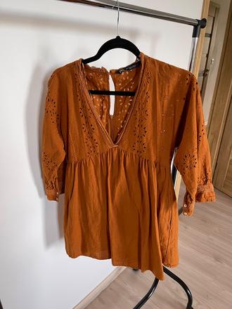 Horčicový šato-overal zara, zara,s