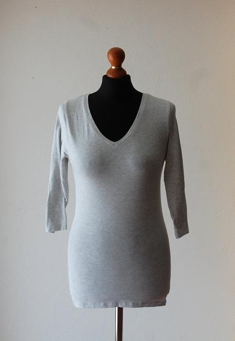 Svetlosivé elastické tričko s 3/4 rukávom zn.onko, xs