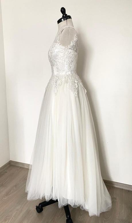 Svadobné šaty pre nižšiu postavu 34/36, 36