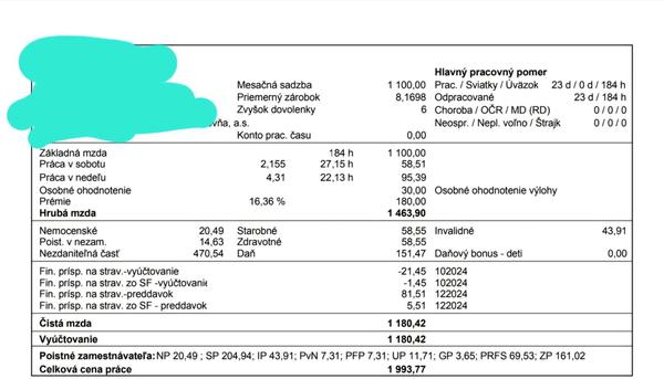Je táto výplatná páska správne vypočítaná?