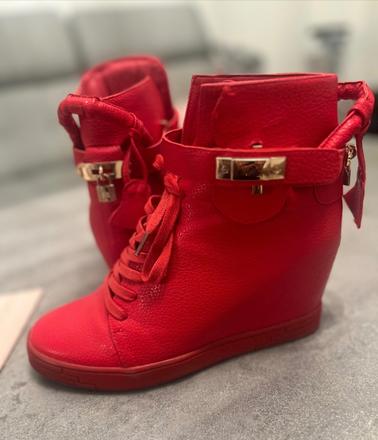 Topánky červené na platforme, afelo,40