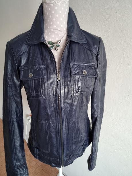 Tmavomodrá kožená bunda tom tailor veľ. 38, tom tailor,38