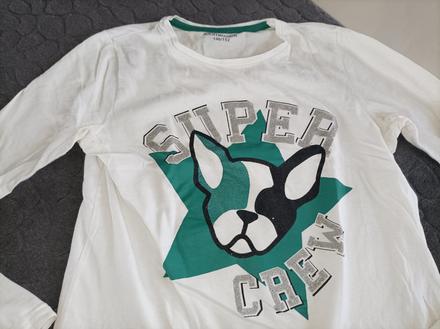 Pekné biele tričko s dlhým rukávom s pitbull, 146