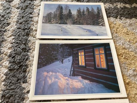 Retro pohľadnice zima,