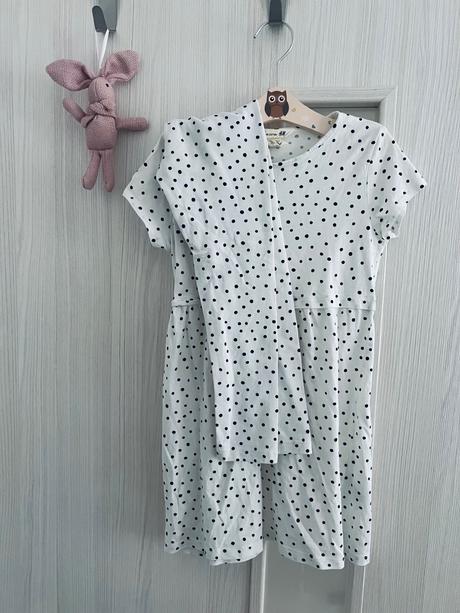 Bodkovaná tunika/šaty a legíny h&m 116, h&m,116
