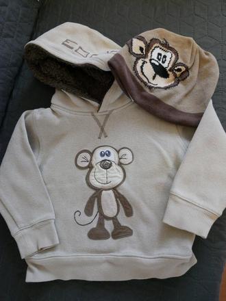 Suprava opicovej mikiny a čiapky next, next,98
