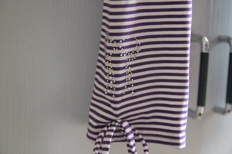 Bielo fialové pásikavé legíny xs, xs