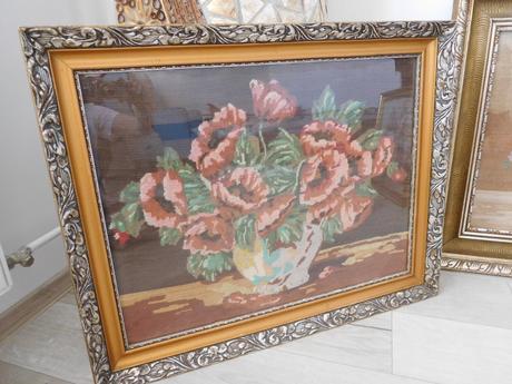 Obrazy vyšívané krížiková výšivka -v drevenom ráme, 