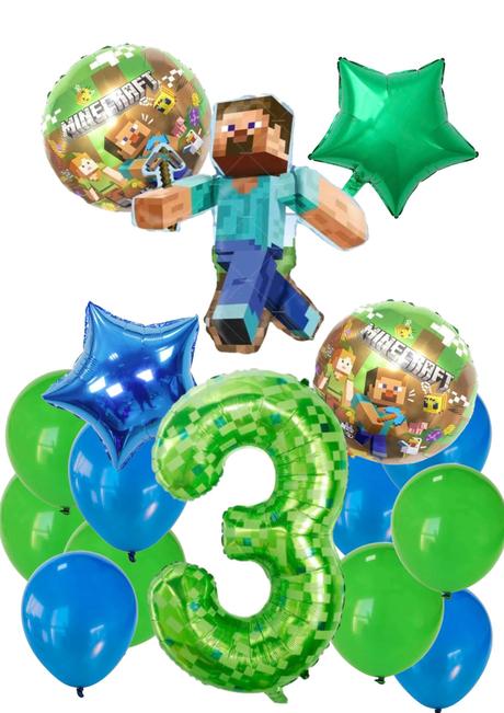 Balóny minecraft- steve 85cm aj meč- až 15/16/17ks,