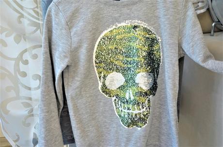 Mikina-flitrová lebka-134/140, 134