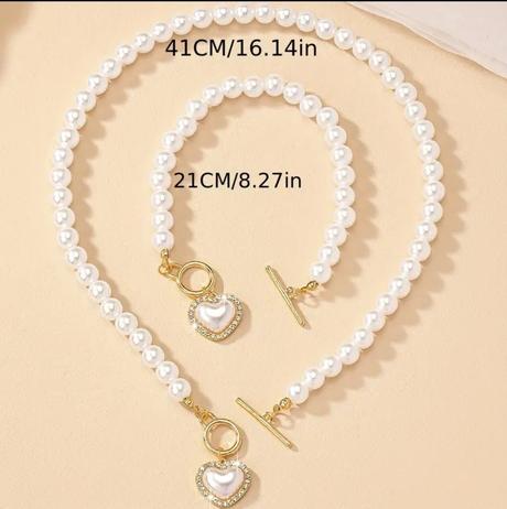 Perlový set so srdiečkom,