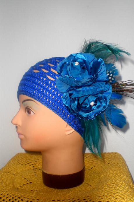 Háčkovaná čiapočka modrá , 104