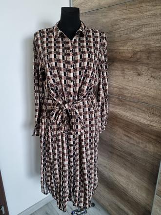 Kárované košeľové šaty, 42