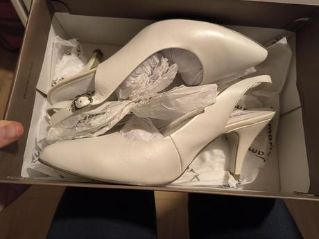 Biele kožené lodičky, tamaris,38