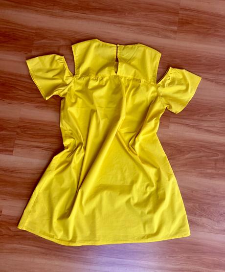 Žlté šaty s padavými ramenami, l, l