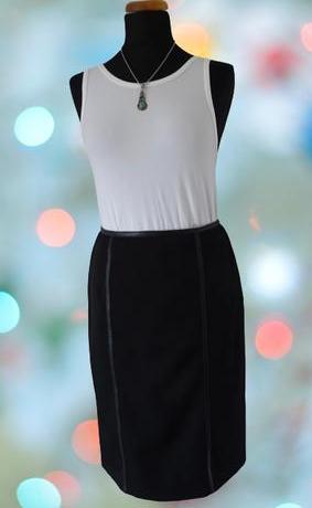 Dámska sukňa s koženým lemovaním, veľ. 38, 38