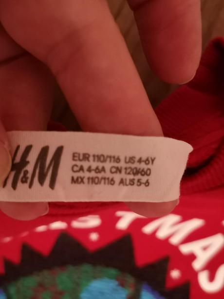 Vianočná mikina s dinom, h&m,110