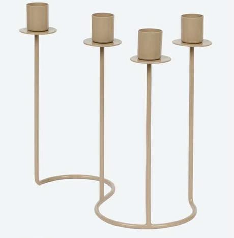 Kovový svietnik na 4 vysoké sviečky - sivohnedý, 