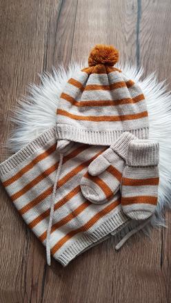 Čiapka + nákrčník + rukavice h&m, h&m,74