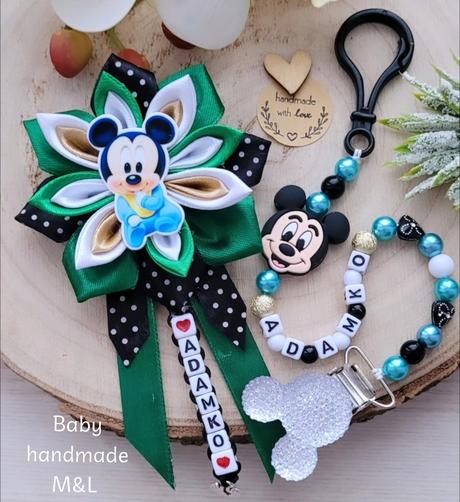 Šnúrka na cumlik a mašla na kočík disney,