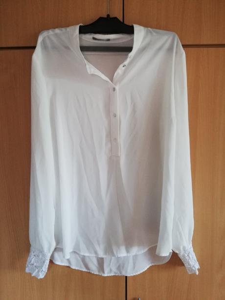 Biela blúzka s cipkovanymi rukávmi, orsay,42