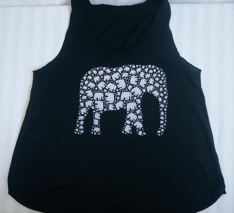 Dámsky čierny top s motívom slon, m