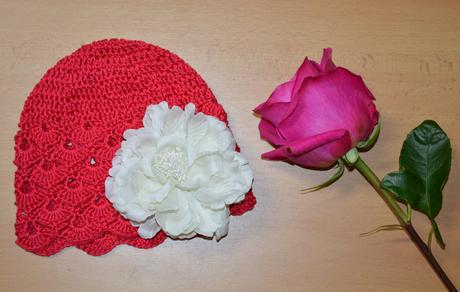 Háčkovaná čiapočka s kvetom, 50 - 158