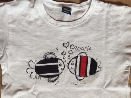 Biele tričko s rybami z chorvátska, 116