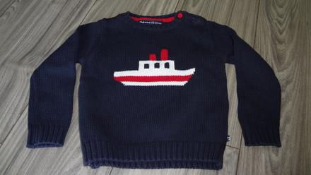Tmavo-modrý sveter s loďkou v. 86-92, 86